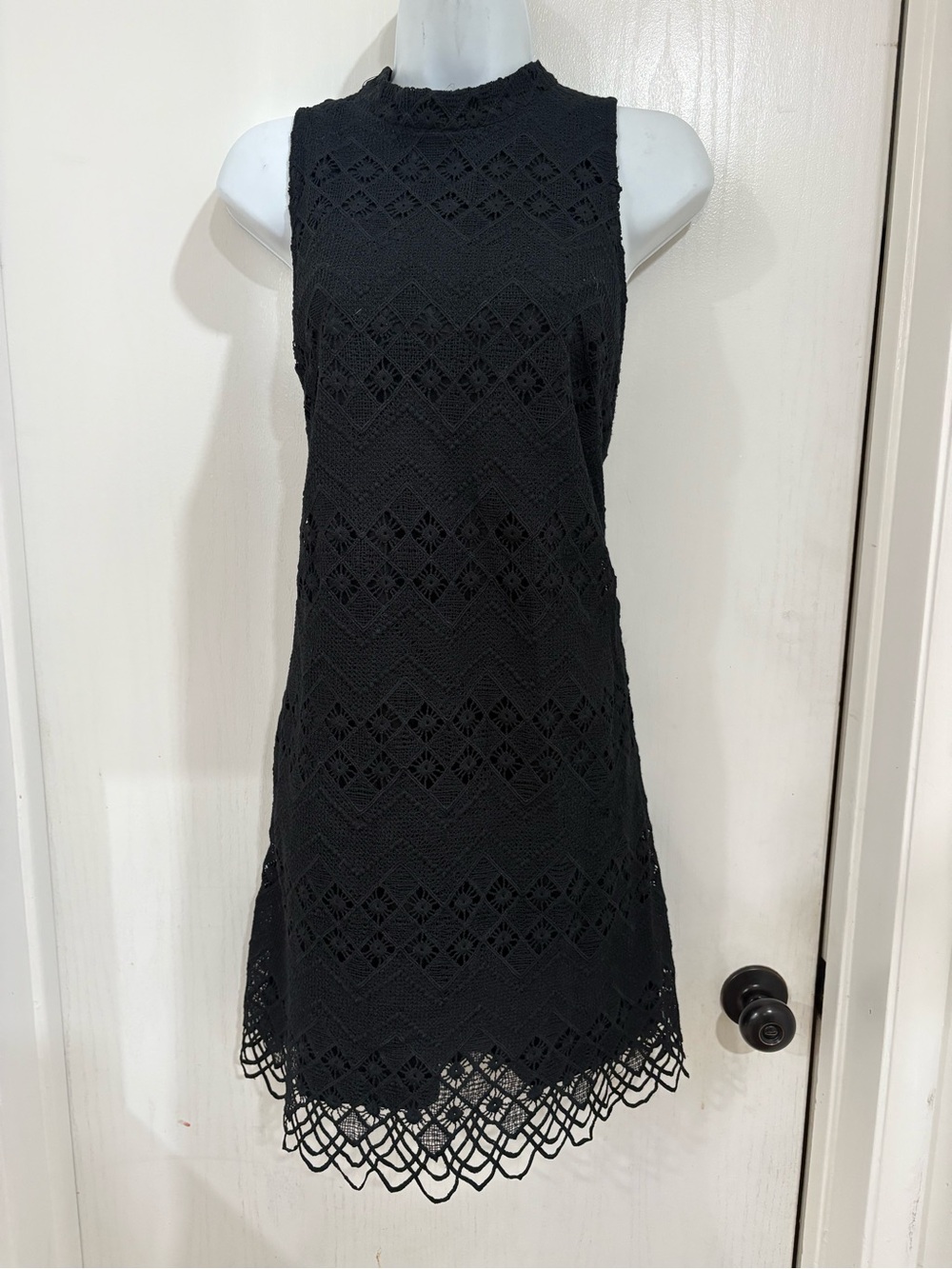 Astr Black Crochet Mini Dress